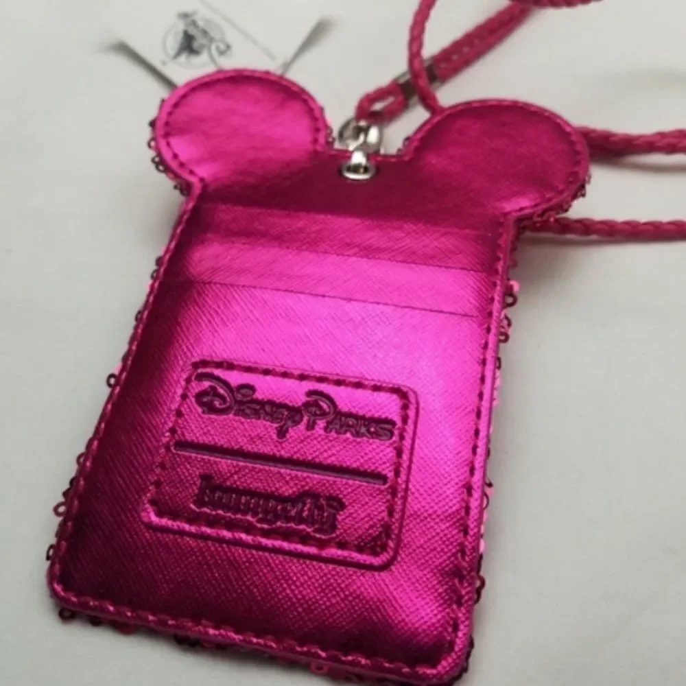 Loungefly Disney Parks Imagination Pink Minnie Mouse ID Holder Lanyard NWT